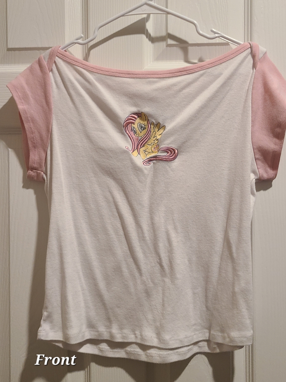 NWOT Hot Topic, My Little Pony:FIM Fluttershy Embroidered Wide Neck Tee, 1(Plus)